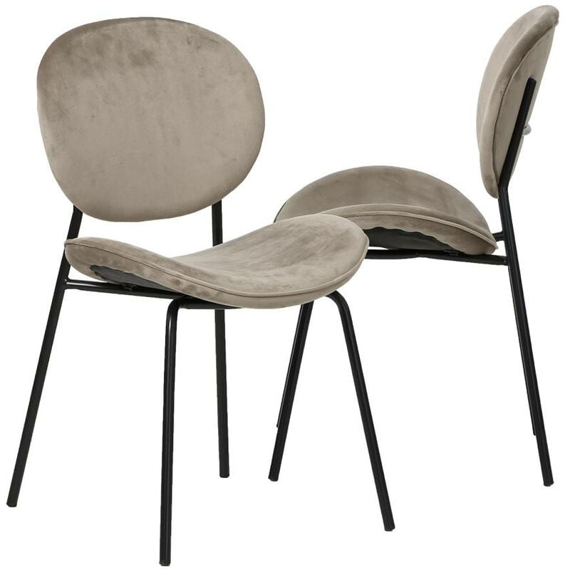 made in meubles - chaise en velours marron glacé sohane (lot de 2) - marron