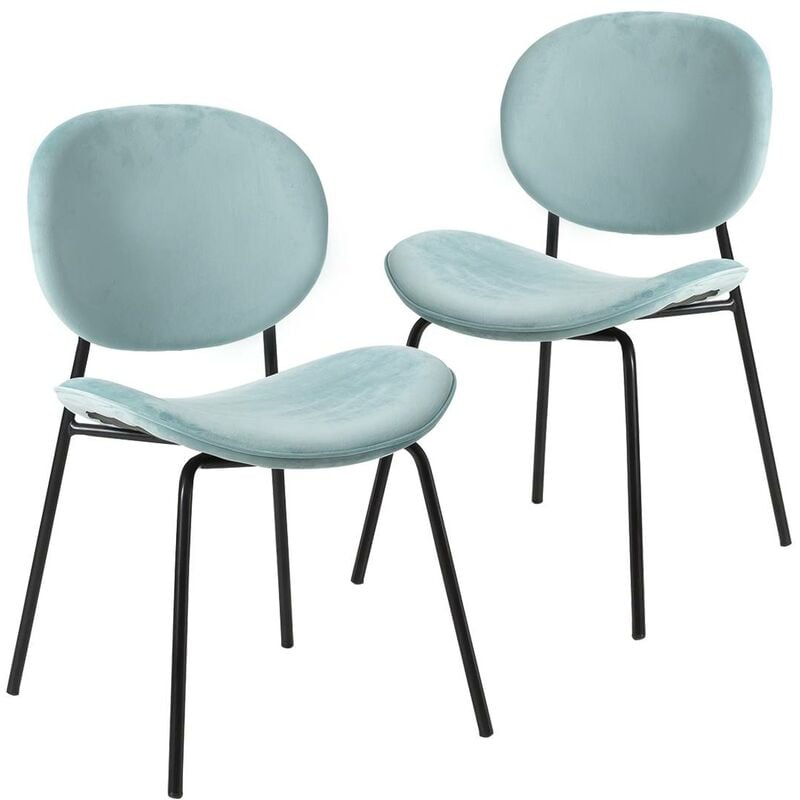 made in meubles - chaise en velours bleu turquoise sohane (lot de 2) - bleu