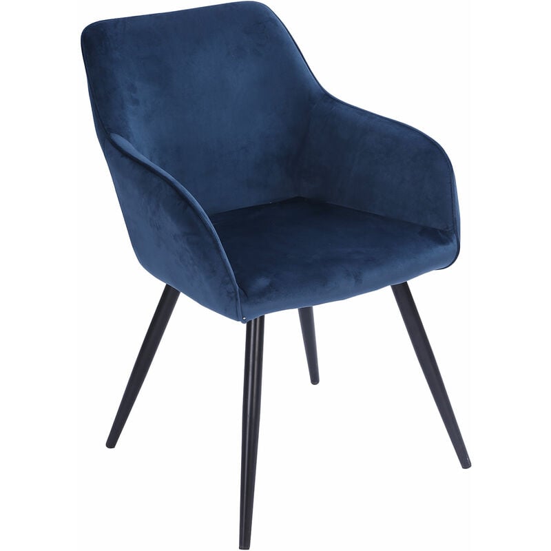 HAPPY GARDEN - Chaise vintage GISELE velours bleu