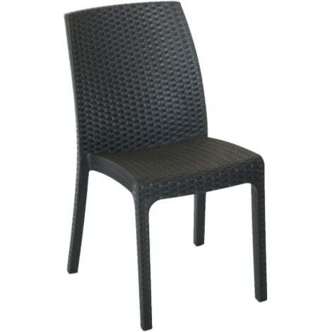 I GIARDINI DEL RE Chaise Virginia en re'sine polirattan antichoc effet anthracite 47x59x86 cm pour jardin exte'rieur
