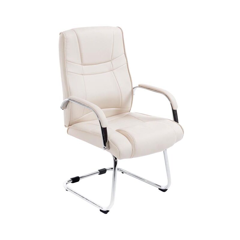 Chaise d'étude rembourrée avec des accoudoirs de peau écoold en cuir moderne diverses couleurs Couleur : Crème