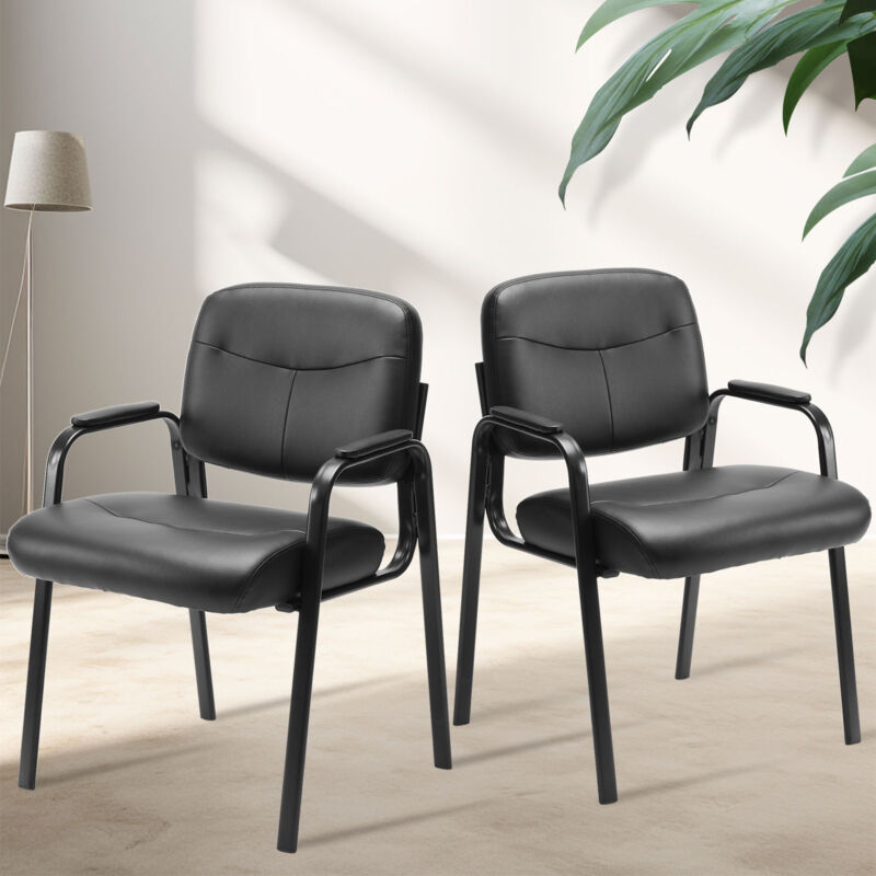 Joeais - 2 x Chaise visiteur chaises de conférence chaises visiteurs chaise de bureau salle d'attente avec accoudoirs rembourrés cuir pu Convient