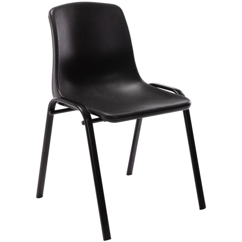 Chaise visiteur empilable salle d'attente en plastique noir et métal 100003729