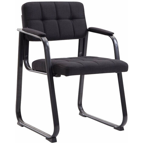 Chaise visiteur fauteuil de bureau sans roulette coutures décoratives en tissu noir support en métal noir BUR10220