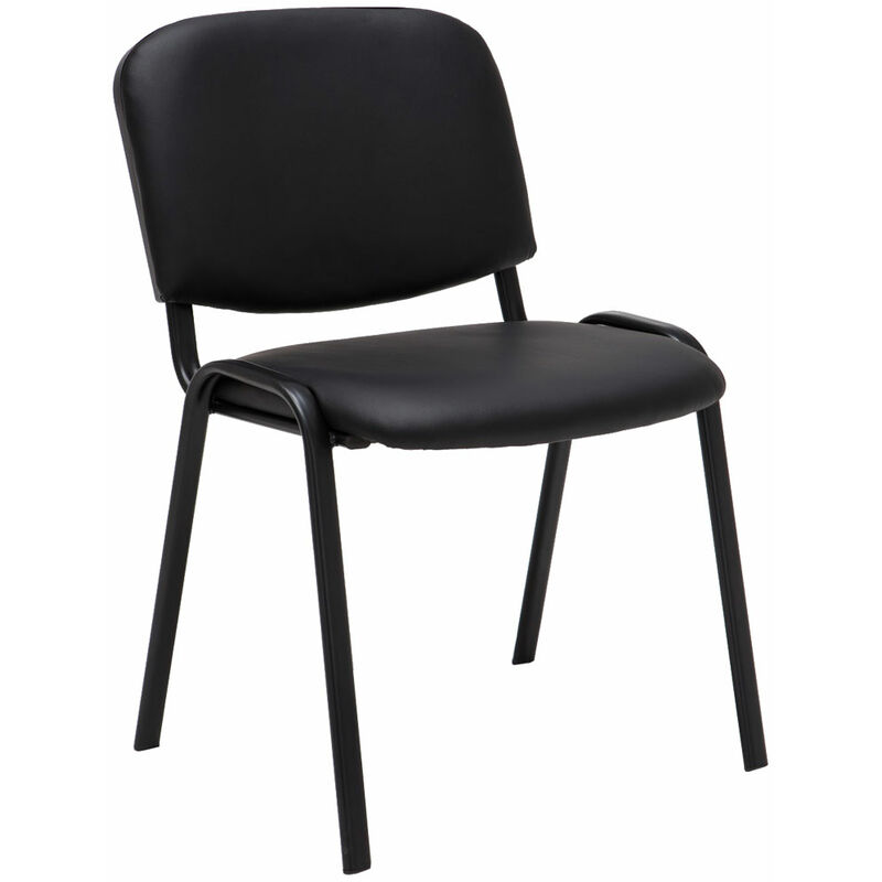 Chaise de visiteur rembourré en cuir en cuir Eco Chaise en attente classique différentes couleurs Couleur : Noir