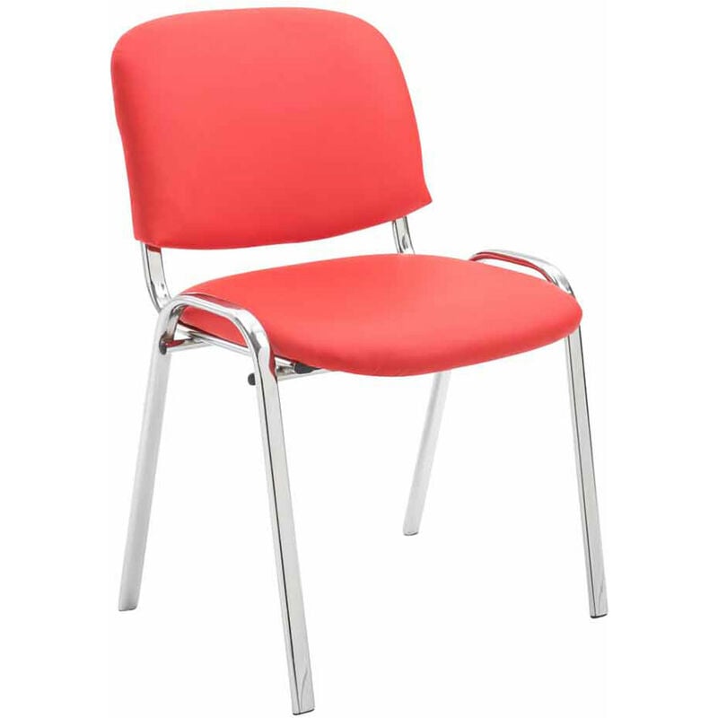 CLP - Chaise invitée rembourrée en cuir eco Couleur : Rouge