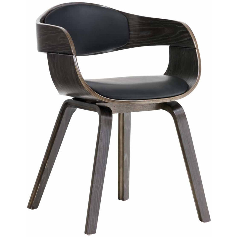 Chaise de salle à manger design scandinave en PVC noir et structure en bois gris 100001912