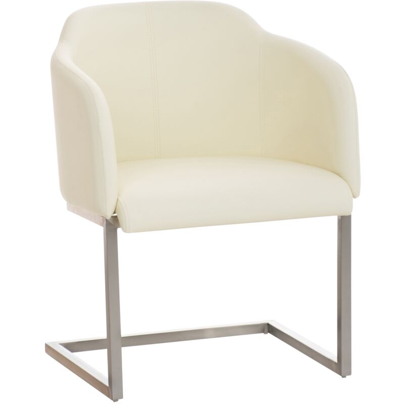 CLP - Chaise rembourrée avec écos accoudoirs en cantilever en porte-à-faux. Couleur : Crème