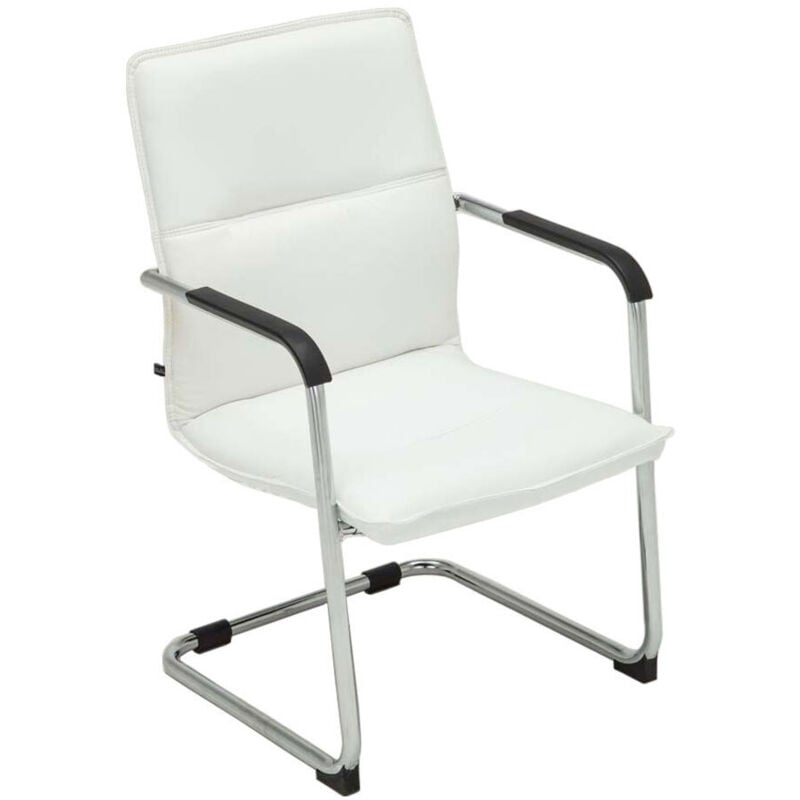 Chaise de visiteur eco chaise cantilever en cuir avec accoudoirs modernes différentes couleurs Couleur : Blanc