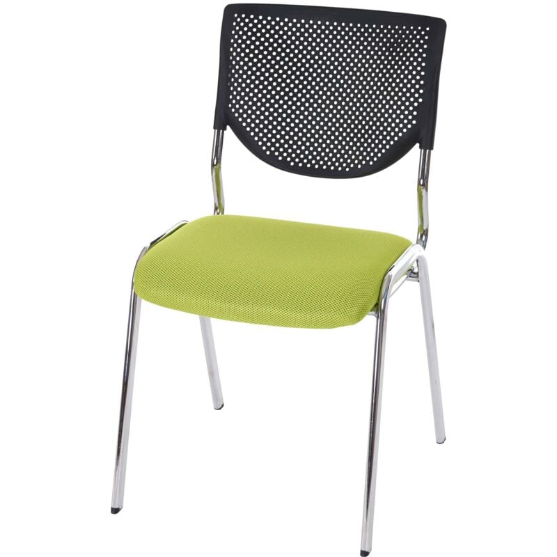 HHG - jamais utilisé] Chaise visiteur T401, chaise de conférence empilable, tissu/textile, siège vert, pieds chromés