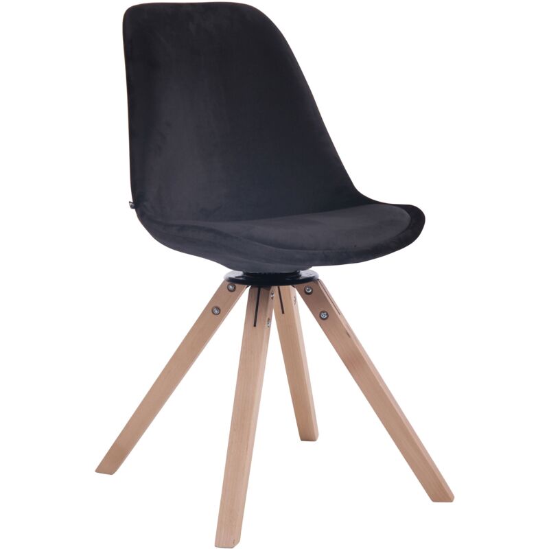 Décoshop26 - Chaise de salle à manger x1 chaise visiteur assise pivotant à 360° en velours noir piètement en bois carré clair 100002146
