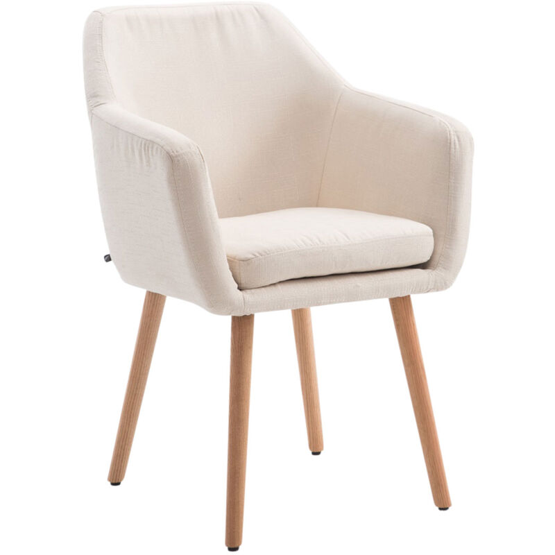 CLP - Chaise de fauteuil élégante en tissu de base naturelle avec divers accoudoirs Couleur : Crème