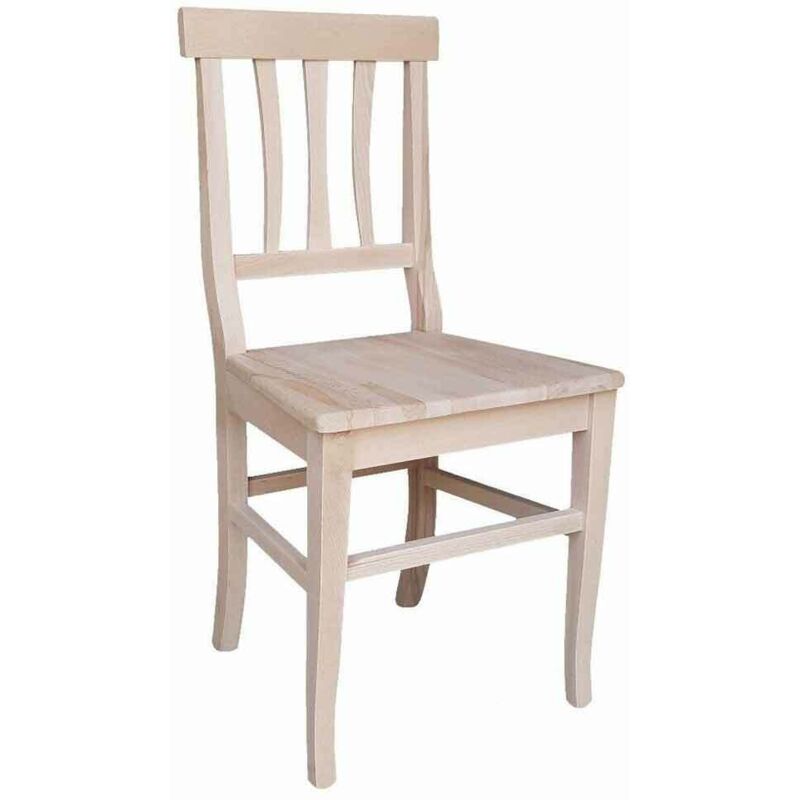 Okaffarefatto - Chaise Vittoria en bois brut à peindre avec assise en bois massif