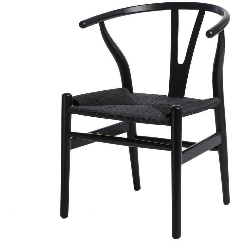 Chaise Wicker Black, noire inspirée de Wishbone