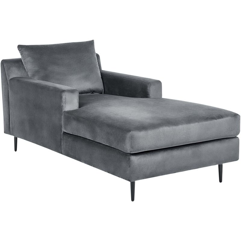 Beliani Chaiselongue Gueret Samtstoff Grau