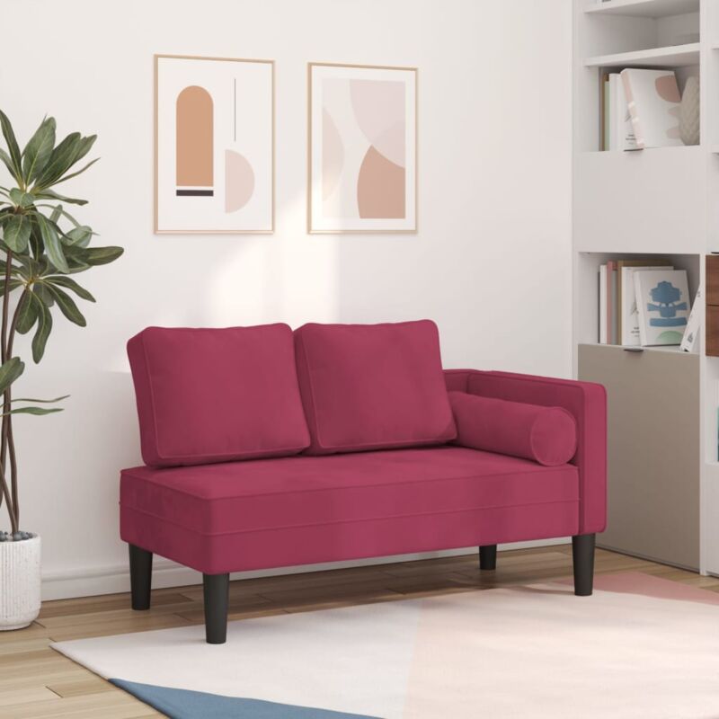 Chaiselongue Mit Kissen Weinrot Samt Vidaxl