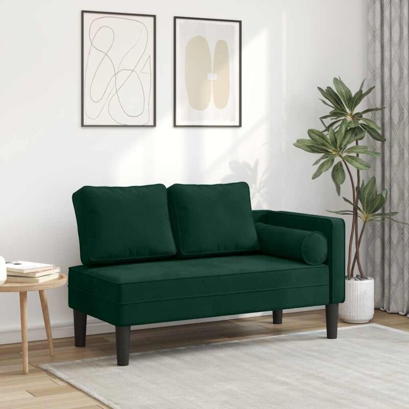 Chaiselongue Mit Kissen Dunkelgrün Samt - Vidaxl