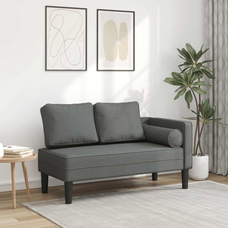 Chaiselongue Mit Kissen Dunkelgrau Stoff - Vidaxl