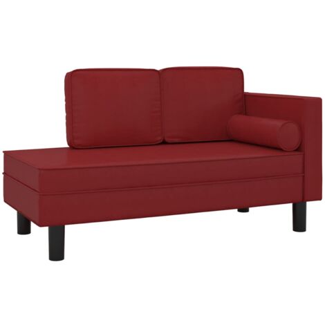 Chaiselongue mit Kissen und Nackenrolle Weinrot Kunstleder vidaXL