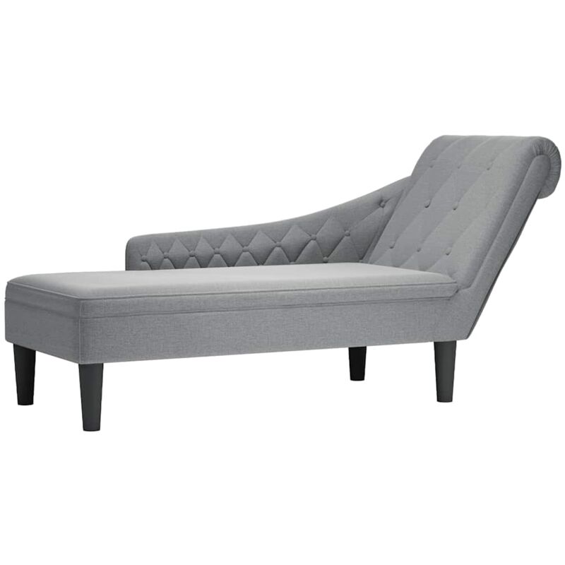 Chaiselongue Mit Kissen Und Rechter Armlehne Hellgrau Stoff - Vidaxl
