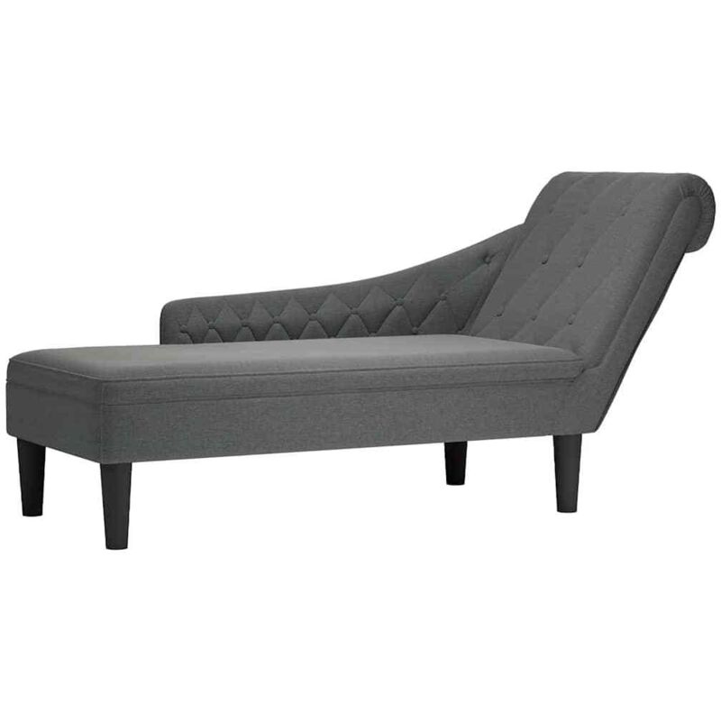 Vidaxl - Chaiselongue Mit Kissen Und Rechter Armlehne Dunkelgrau Stoff