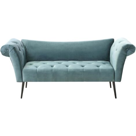 Chaiselongue NANTILLY Samtstoff Blaugrün