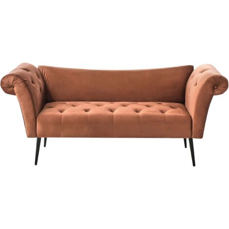 Chaiselongue NANTILLY Samtstoff Goldbraun