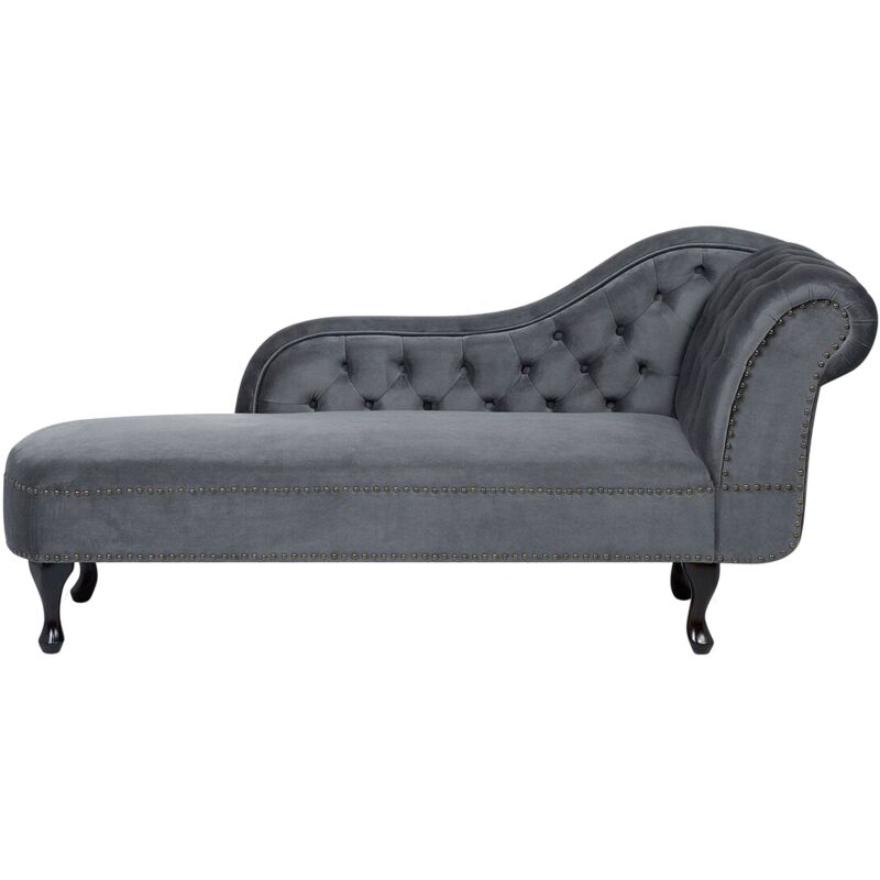 Beliani - Chaiselongue Rechtsseitig Grau Samtstoff Holzfüße Glamourös