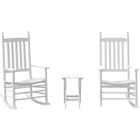 Chaises à bascule lot de 2 table pliable blanc massif peuplier