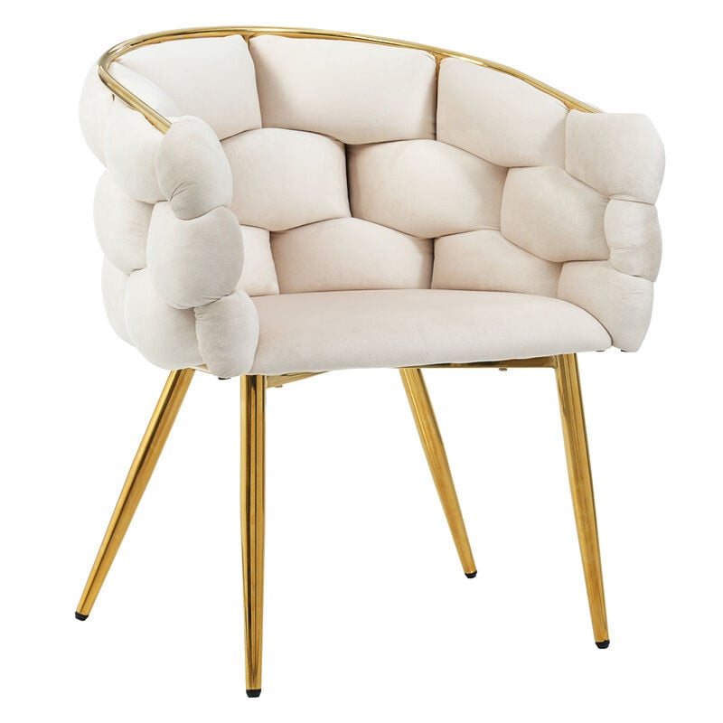 Chaises à bulles en velours de luxe - pieds en métal,style moderne de la mode pour salon, salle à manger - 70x47x80cm beige