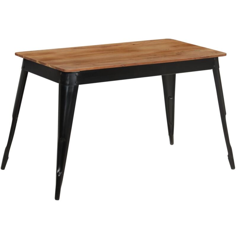 Table de Salle à Manger Bois d'Acacia et Acier 120x60x76 cm
