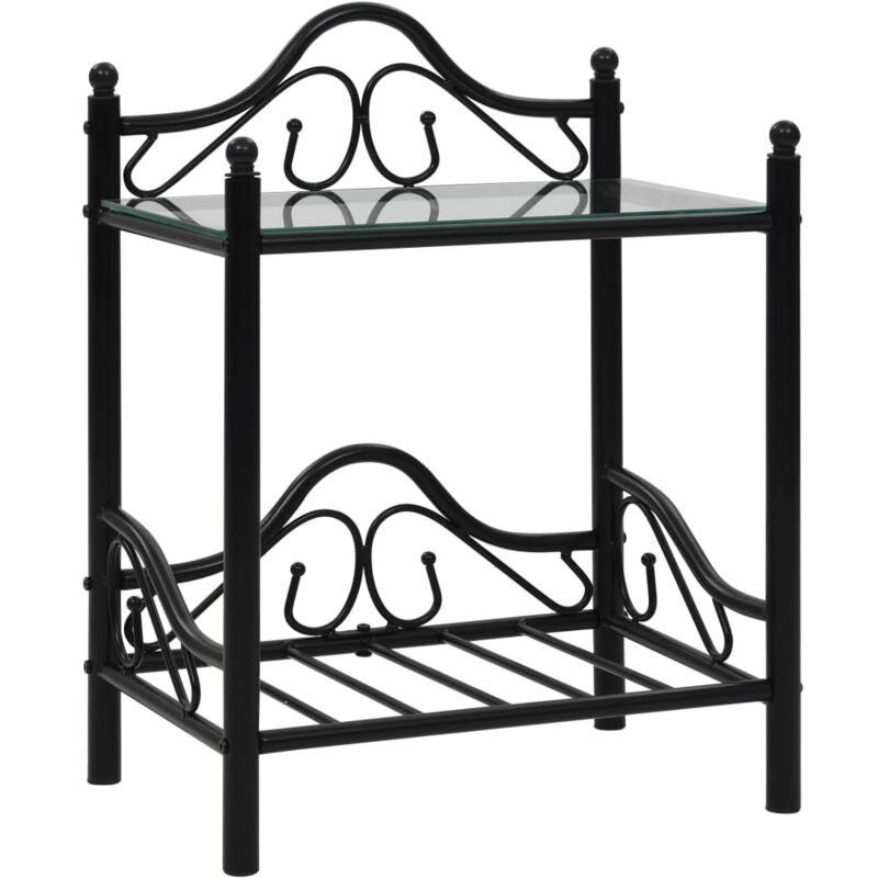 Table de chevet Acier et verre trempé 45 x 30,5 x 60 cm Noir vidaXL