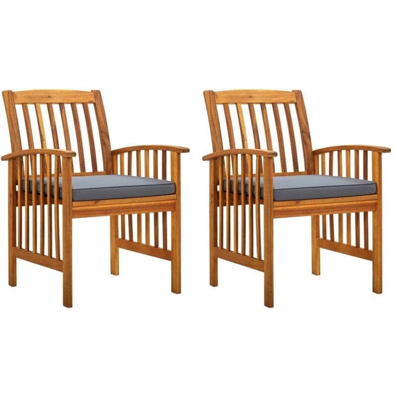 Vidaxl - Chaises à dîner de jardin 2pcs et coussins Bois d'acacia massif