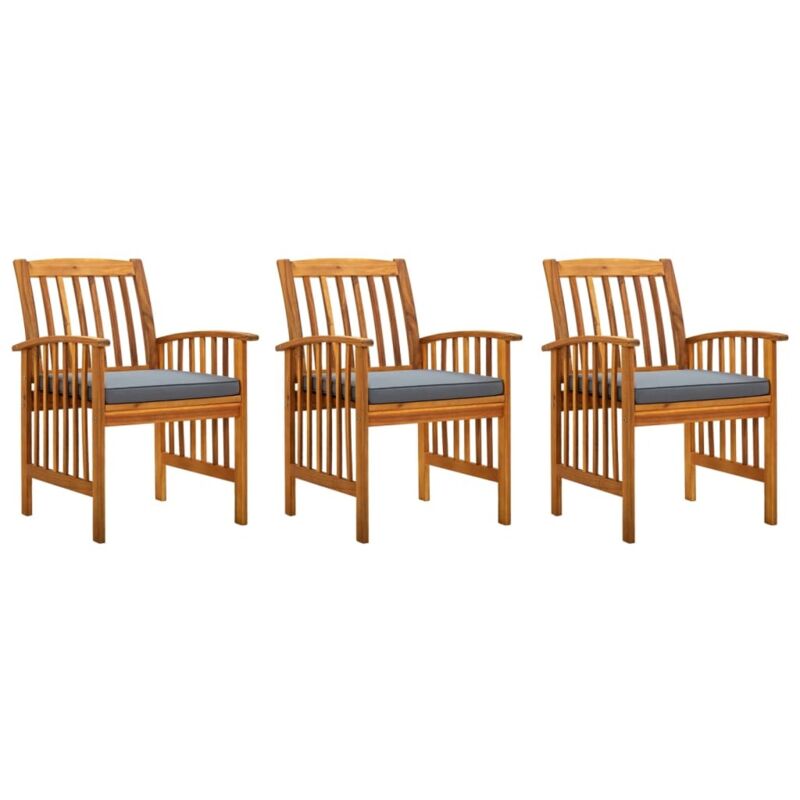 Vidaxl - Chaises à dîner de jardin 3pcs et coussins Bois d'acacia massif