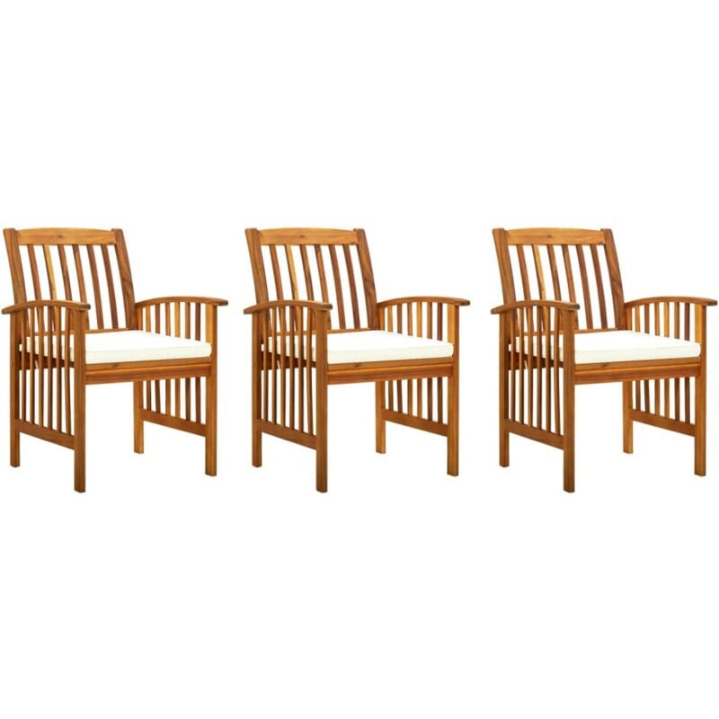 Vidaxl - Chaises à dîner de jardin 3pcs et coussins Bois d'acacia massif