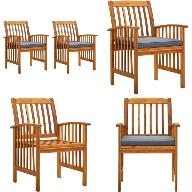 Chaises à manger de jardin lot de 2 et coussins acacia massif - Chaise De Jardin - Fauteuil De Jardin - Mobilier De Jardin - Bois D'acacia - Chaise