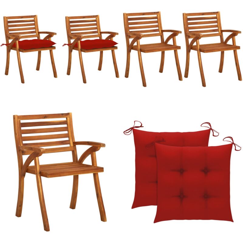 Chaises à manger de jardin avec coussins lot de 2 Acacia massif - Chaise De Jardin - Fauteuil De Jardin - Mobilier De Jardin - Acacia Massif - Chaise
