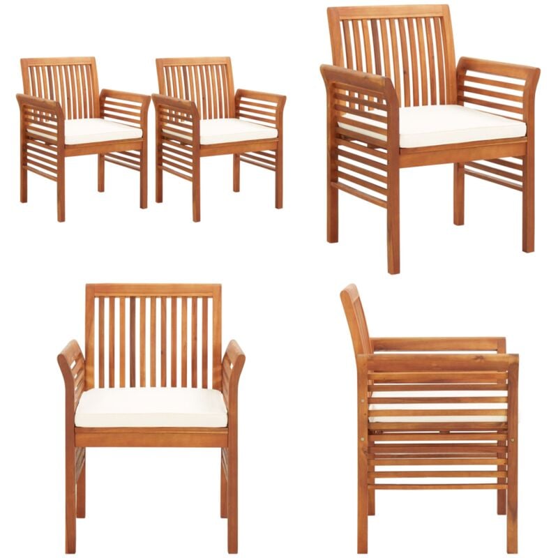 Chaises à manger de jardin et coussins lot de 2 acacia massif - Chaise De Jardin - Fauteuil De Jardin - Mobilier De Jardin - Table De Jardin - Set De
