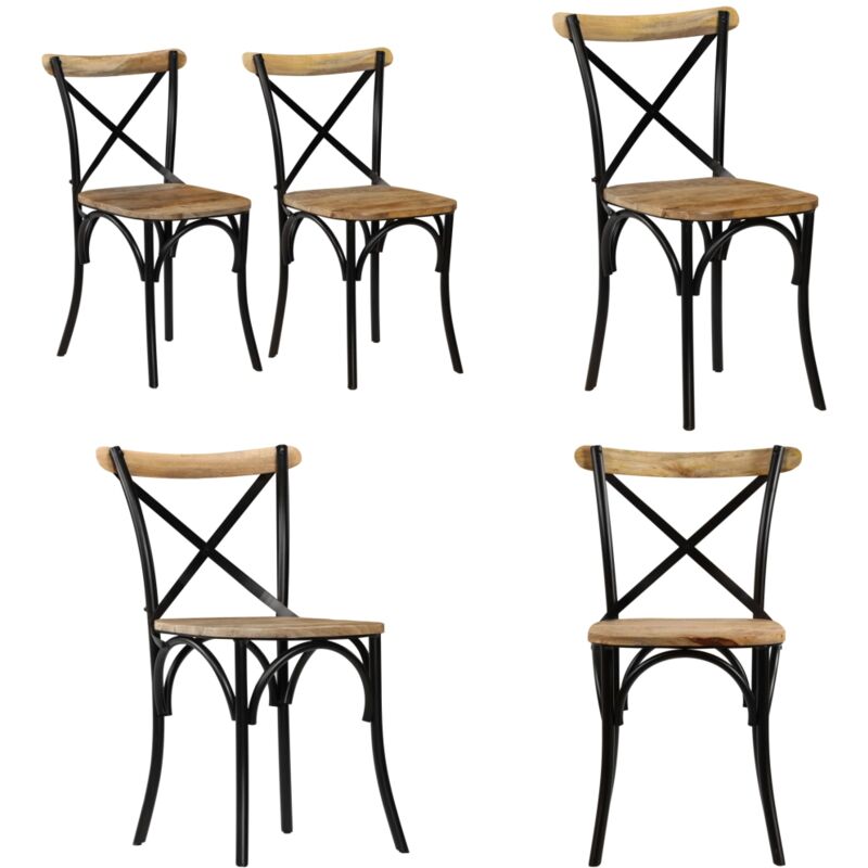 Chaises à dossier croisé lot de 2 noir bois de manguier solide - Chaise De Salle à Manger - Chaise Moderne - Chaise En Bois - Chaise Design - Chaise