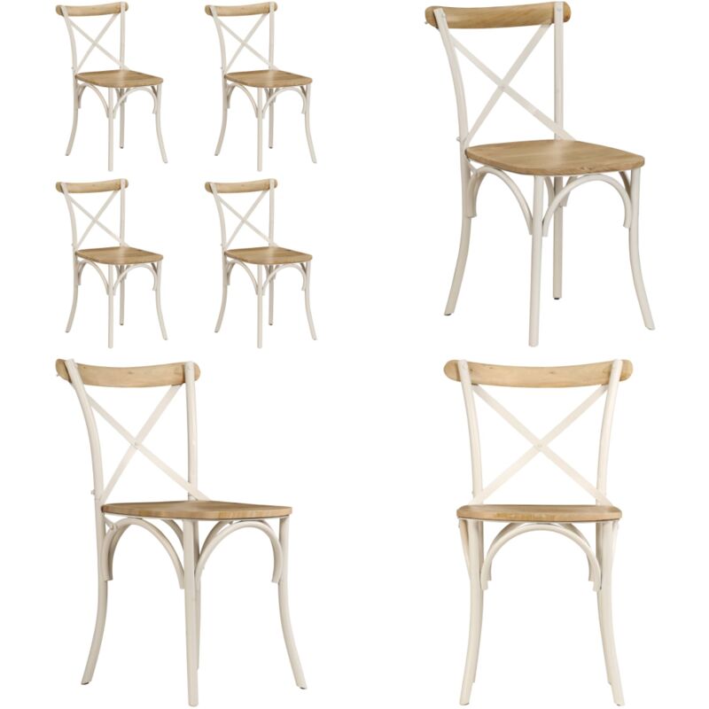 Vidaxl - Chaises à dossier croisé lot de 4 blanc bois de manguier massif - Chaise De Salle à Manger - Chaise Moderne - Chaise En Bois - Chaise Design