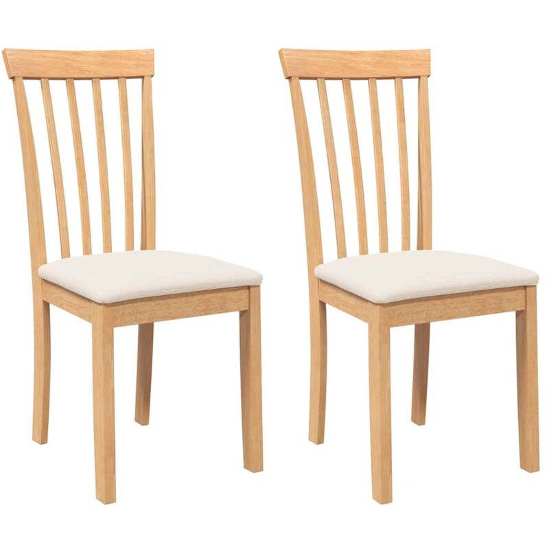 Chaises à manger coussins 2 pcs naturel bois massif caoutchouc - Vidaxl