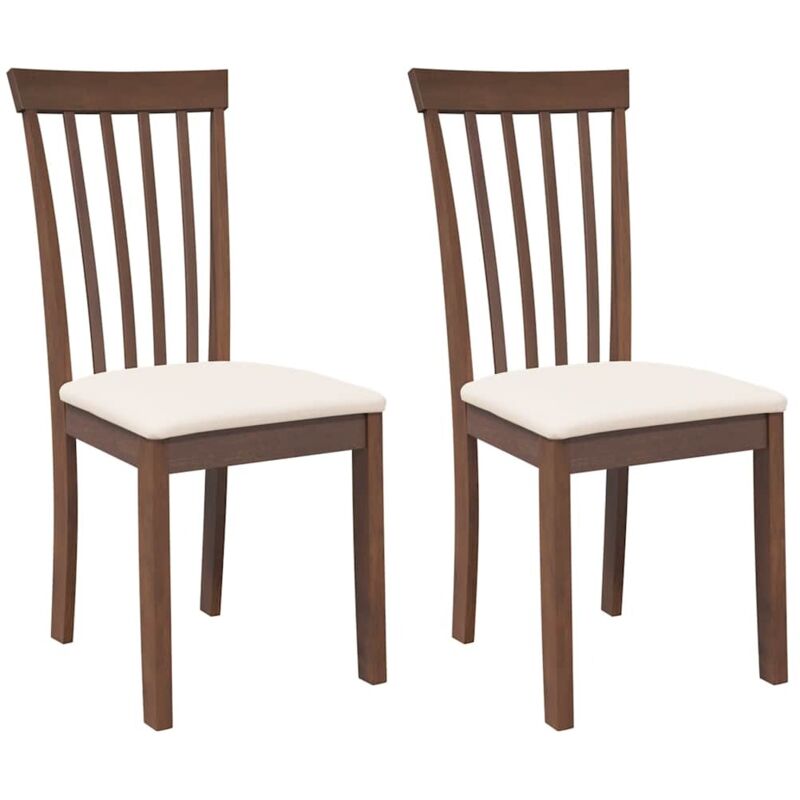 Vidaxl - Chaises à manger coussins 2 pcs marron bois massif caoutchouc