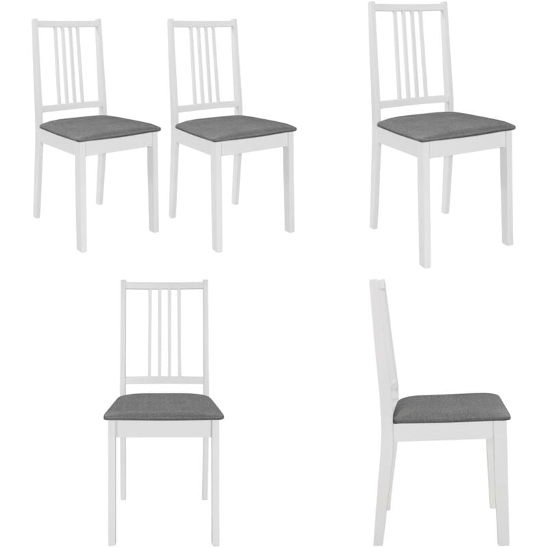 Vidaxl - Chaises à manger avec coussins lot de 2 blanc bois solide - Chaise De Salle à Manger - Chaises Modernes - Chaises Blanches - Chaises Grises