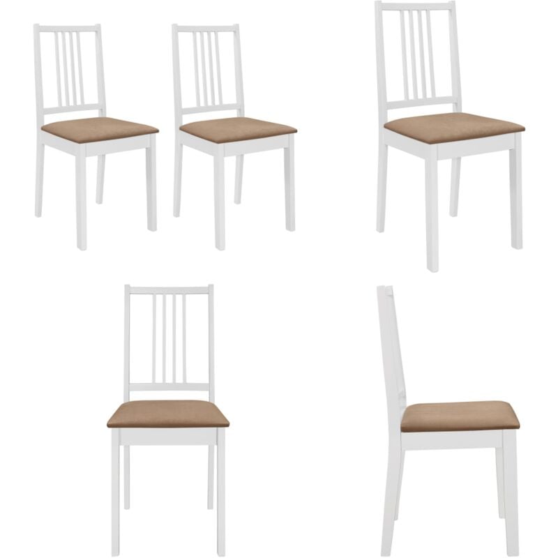 Vidaxl - Chaises à manger avec coussins lot de 2 blanc bois solide - Chaise De Salle à Manger - Chaises Modernes - Chaises Blanches - Chaises