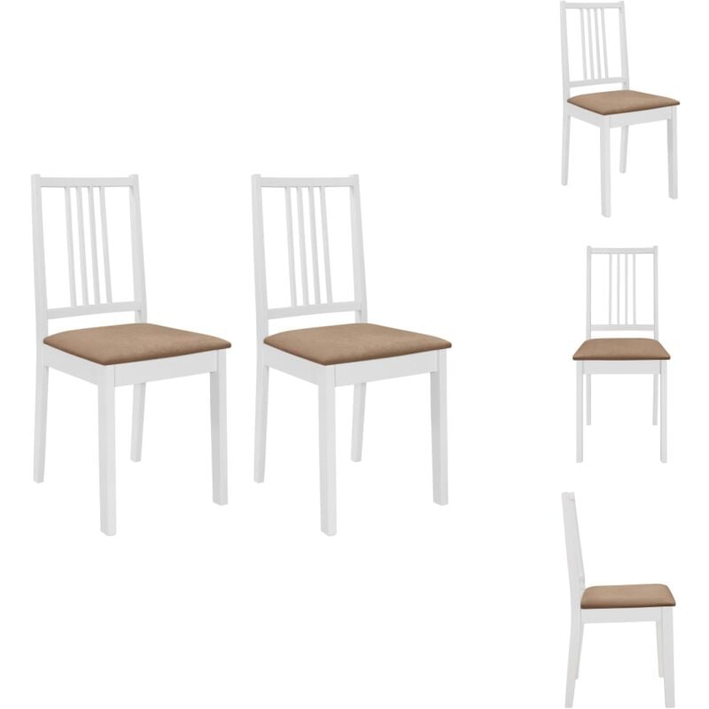 Vidaxl - Chaises à manger avec coussins lot de 2 blanc bois solide - Chaise De Salle à Manger - Chaises Modernes - Chaises Blanches - Chaises