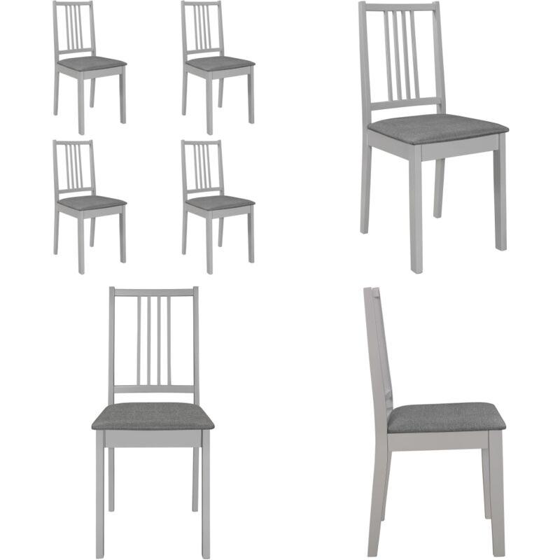 Chaises à manger avec coussins lot de 4 gris bois solide - Chaise De Salle à Manger - Chaises De Cuisine - Chaises Modernes - Chaises Confortables