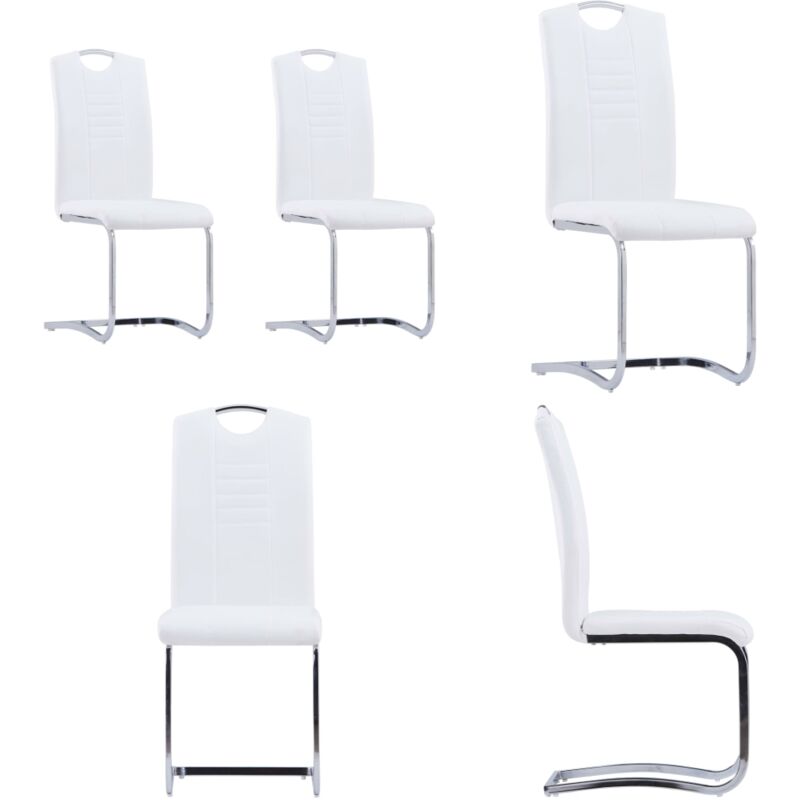 Chaises à manger cantilever lot de 2 blanc similicuir - Chaise De Salle À Manger - Chaise Cantilever - Chaise Moderne - Chaise Blanche - Chaise En