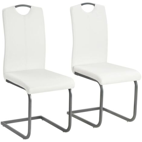 Chaises à manger cantilever lot de 2 blanc similicuir vidaXL