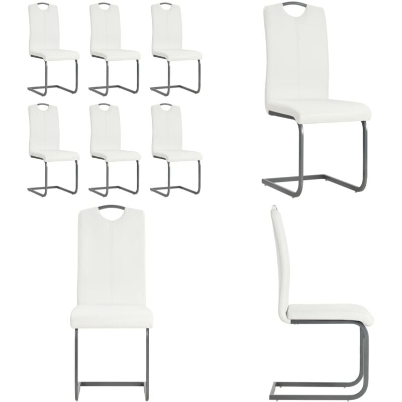 Vidaxl - Chaises à manger cantilever lot de 6 blanc similicuir - Chaise De Salle à Manger - Chaise Cantilever - Chaises Design - Chaises Blanches