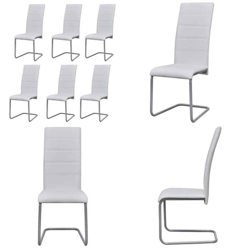 Vidaxl - Chaises à manger cantilever lot de 6 blanc similicuir - Chaise De Salle à Manger - Chaise Cantilever - Chaises Modernes - Meubles De Salle à